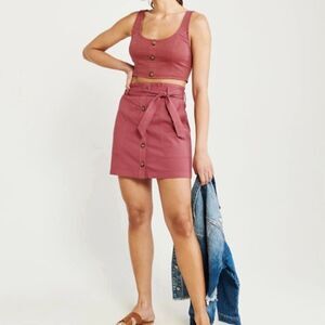 Abercrombie and fitch utility button skirt pink
